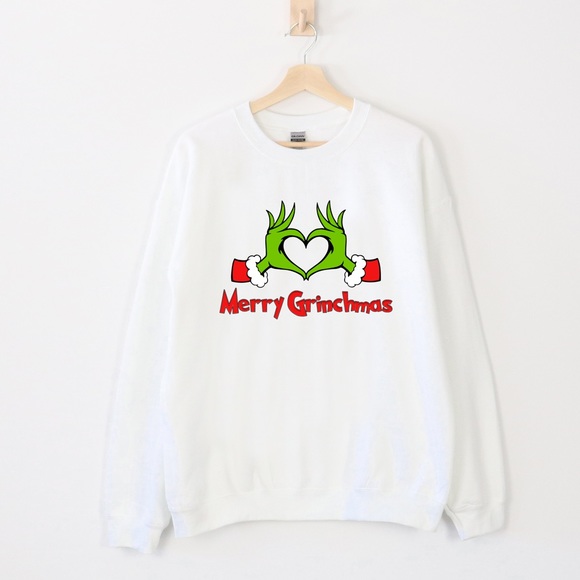 Merry Grinchmas Holiday Christmas Sweater Crewneck White Unisex Sizes NWT - Picture 1 of 2